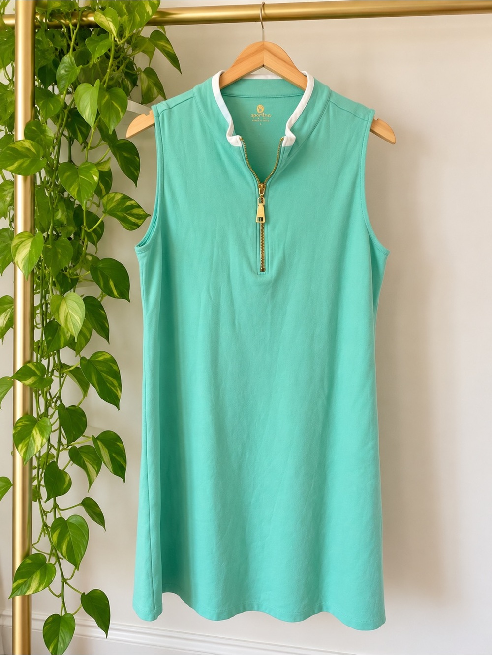 Spartina 449 Aqua Quarter Zip Sleeveless Dress L